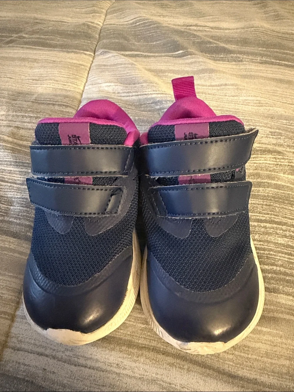 Nike Kids Navy and Pink Velcro Sneakers